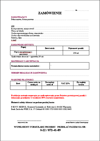 Formularz zamówienia